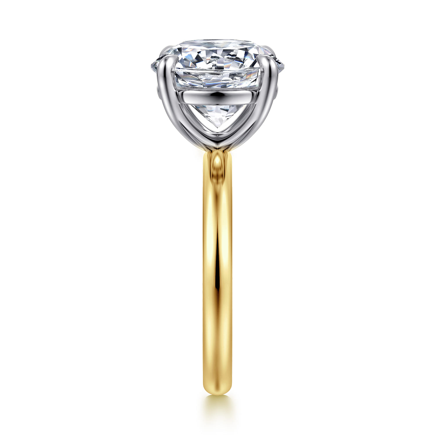 Unite - 14K White-Yellow Gold Round Solitaire Diamond Engagement Ring - Shot 5