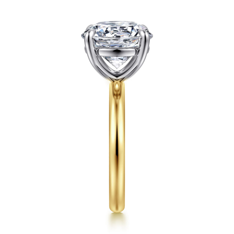 Unite - 14K White-Yellow Gold Round Solitaire Diamond Engagement Ring - Shot 5