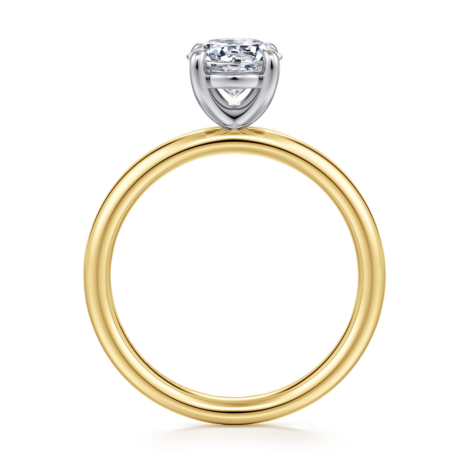 Unite - 14K White-Yellow Gold Round Solitaire Diamond Engagement Ring - Shot 2