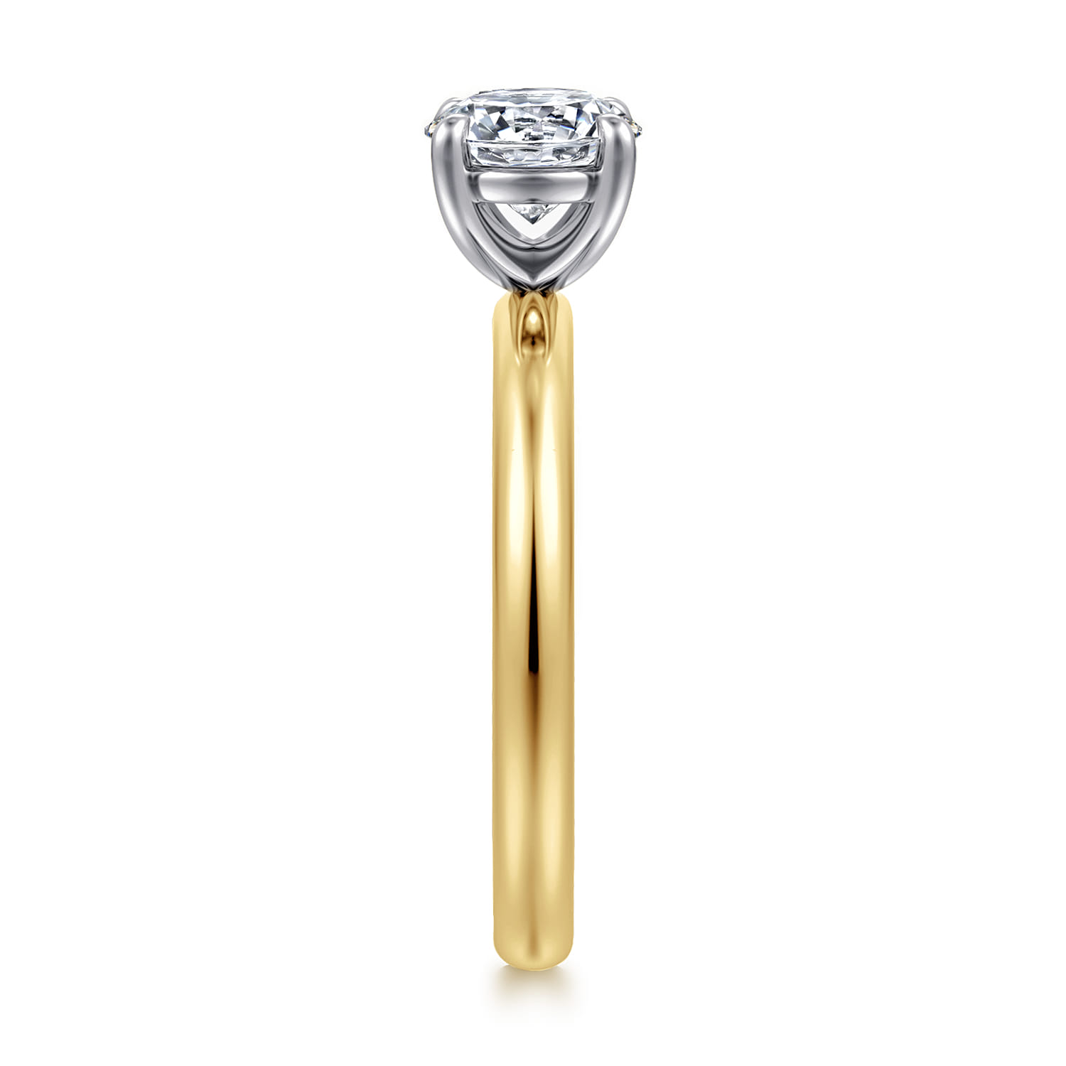 Unite - 14K White-Yellow Gold Round Solitaire Diamond Engagement Ring - Shot 5