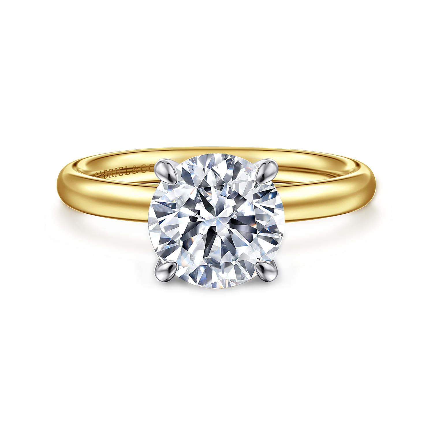 Unite - 14K White-Yellow Gold Round Solitaire Diamond Engagement Ring - Shot 1
