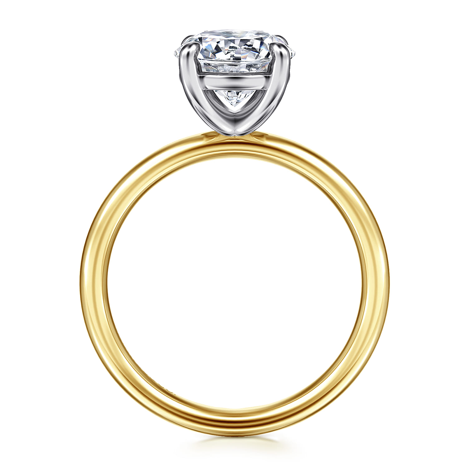 Unite - 14K White-Yellow Gold Round Solitaire Diamond Engagement Ring - Shot 2