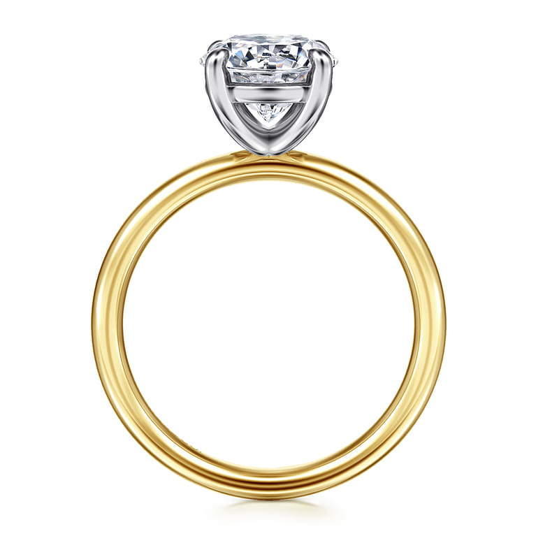 Unite - 14K White-Yellow Gold Round Solitaire Diamond Engagement Ring - Shot 2