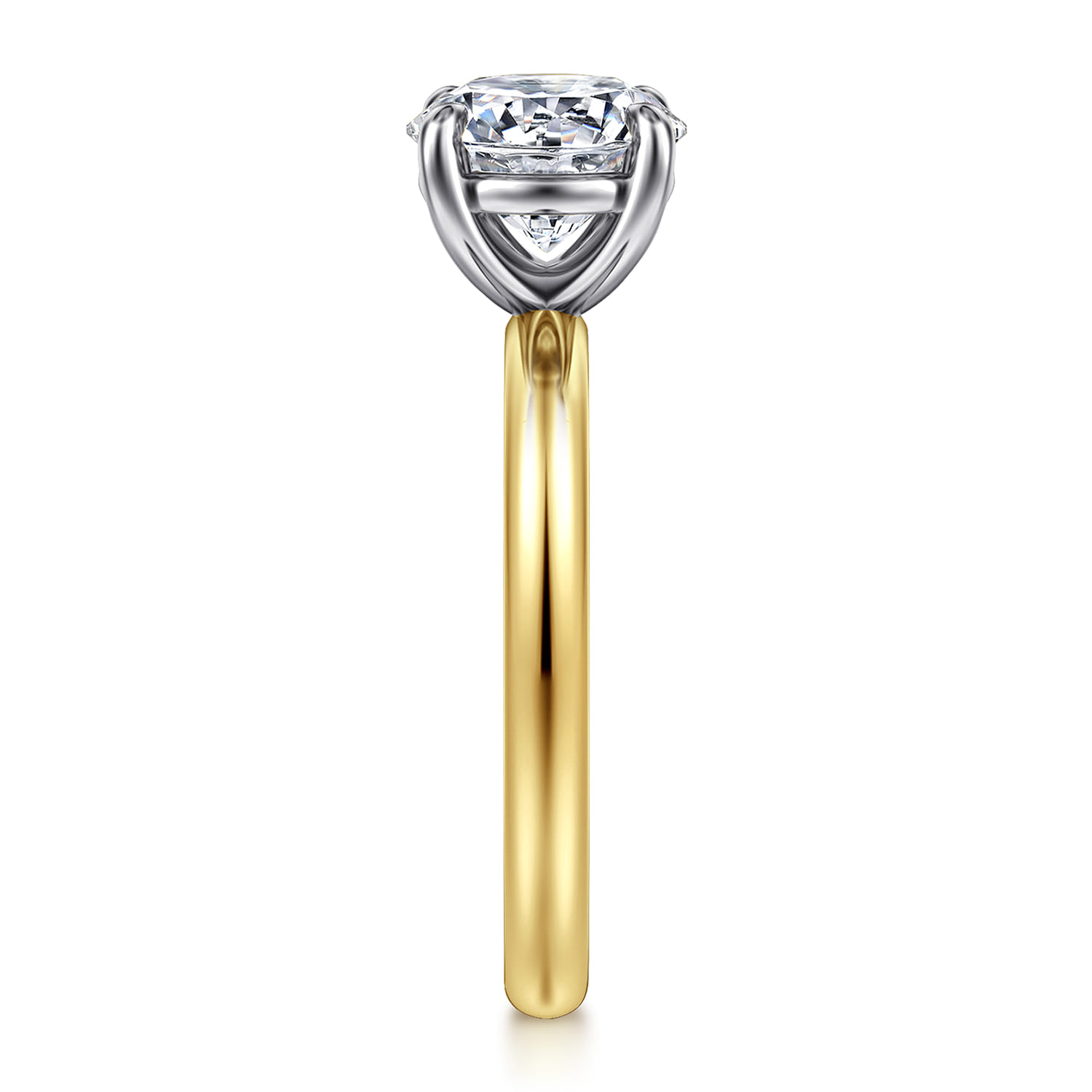 Unite - 14K White-Yellow Gold Round Solitaire Diamond Engagement Ring - Shot 5