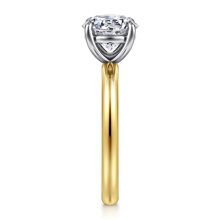 Unite - 14K White-Yellow Gold Round Solitaire Diamond Engagement Ring - Shot 5