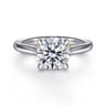 Nelia - 14K White-Yellow Gold Round Lotus Diamond Engagement Ring