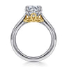 Nelia - 14K White-Yellow Gold Round Lotus Diamond Engagement Ring