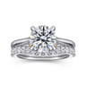 Nelia - 14K White-Yellow Gold Round Lotus Diamond Engagement Ring