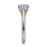 Nelia - 14K White-Yellow Gold Round Lotus Diamond Engagement Ring