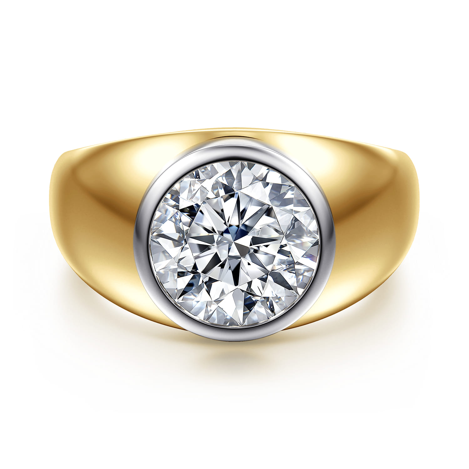 Caya - 14K White-Yellow Gold Round Diamond Engagement Ring - Shot 1