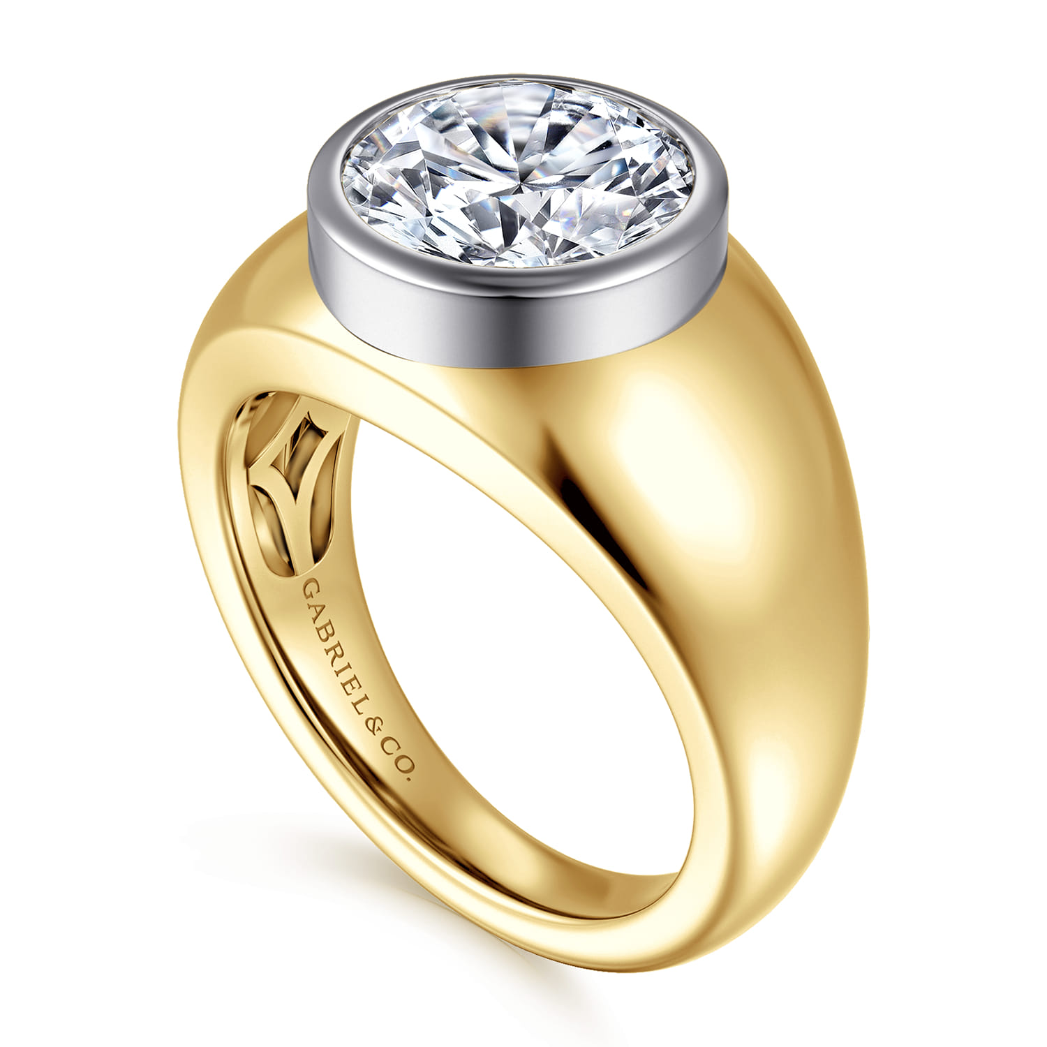 Caya - 14K White-Yellow Gold Round Diamond Engagement Ring - Shot 3