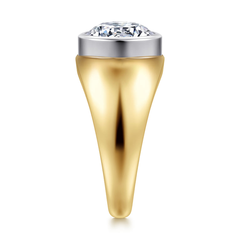 Caya - 14K White-Yellow Gold Round Diamond Engagement Ring - Shot 4