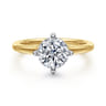 Lou - 14K White-Yellow Gold Round Compass Prong Solitaire Diamond Engagement Ring