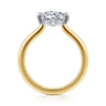 Lou - 14K White-Yellow Gold Round Compass Prong Solitaire Diamond Engagement Ring