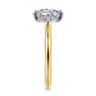 Lou - 14K White-Yellow Gold Round Compass Prong Solitaire Diamond Engagement Ring