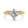Lou - 14K White-Yellow Gold Princess Cut Compass Prong Solitaire Diamond Engagement Ring