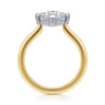 Lou - 14K White-Yellow Gold Princess Cut Compass Prong Solitaire Diamond Engagement Ring