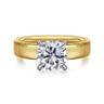 Aura - 14K White-Yellow Gold Round Solitaire Diamond Engagement Ring