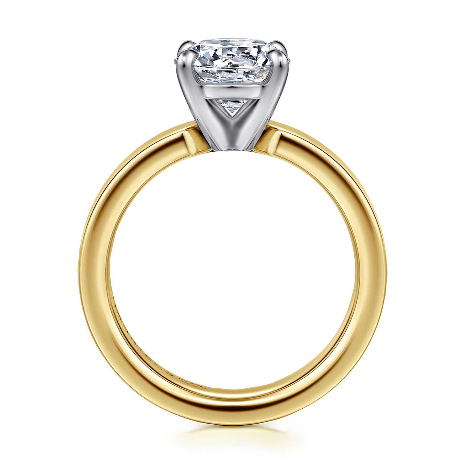 Aura - 14K White-Yellow Gold Round Solitaire Diamond Engagement Ring - Shot 2
