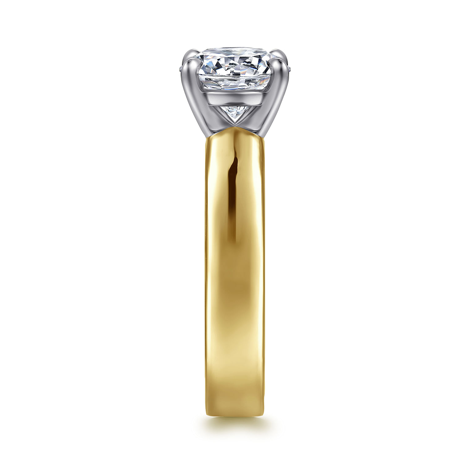 Aura - 14K White-Yellow Gold Round Solitaire Diamond Engagement Ring - Shot 4