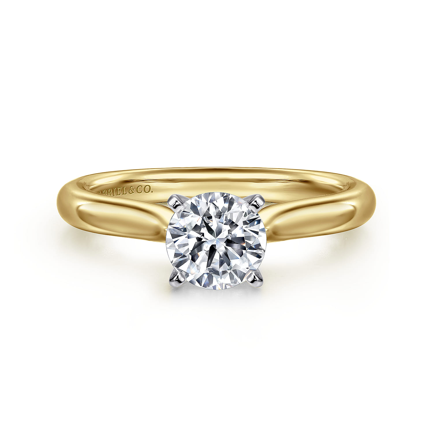 Lauren - 14K White-Yellow Gold Round Diamond Engagement Ring - Shot 1