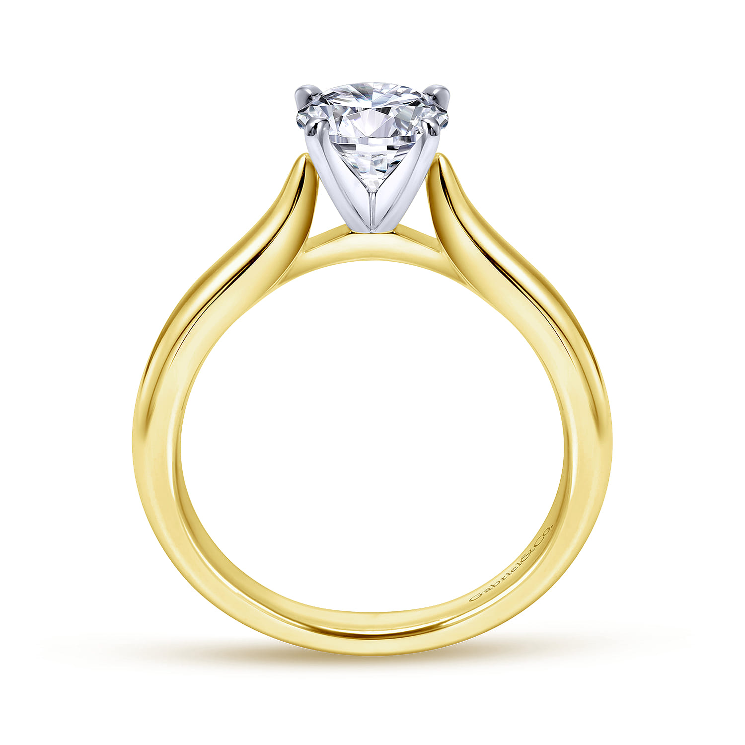 Lauren - 14K White-Yellow Gold Round Diamond Engagement Ring - Shot 2