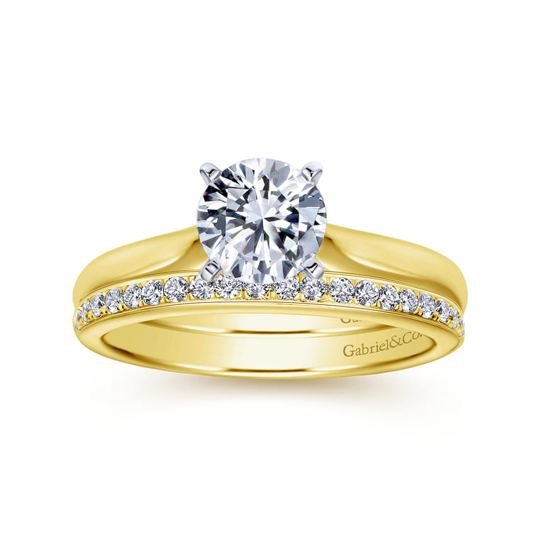 Lauren - 14K White-Yellow Gold Round Diamond Engagement Ring - Shot 4
