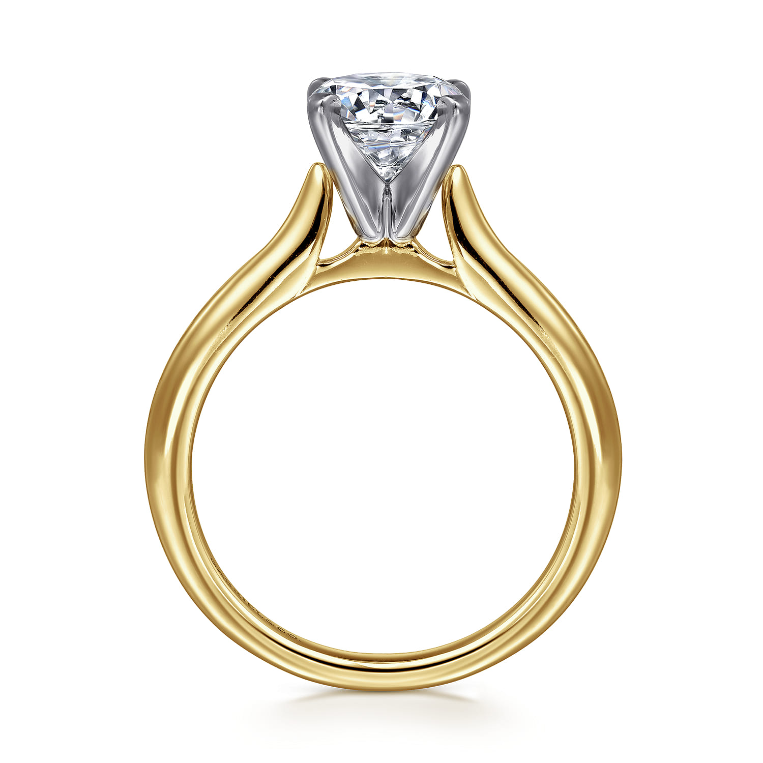 Lauren - 14K White-Yellow Gold Round Solitaire Diamond Engagement Ring - Shot 2