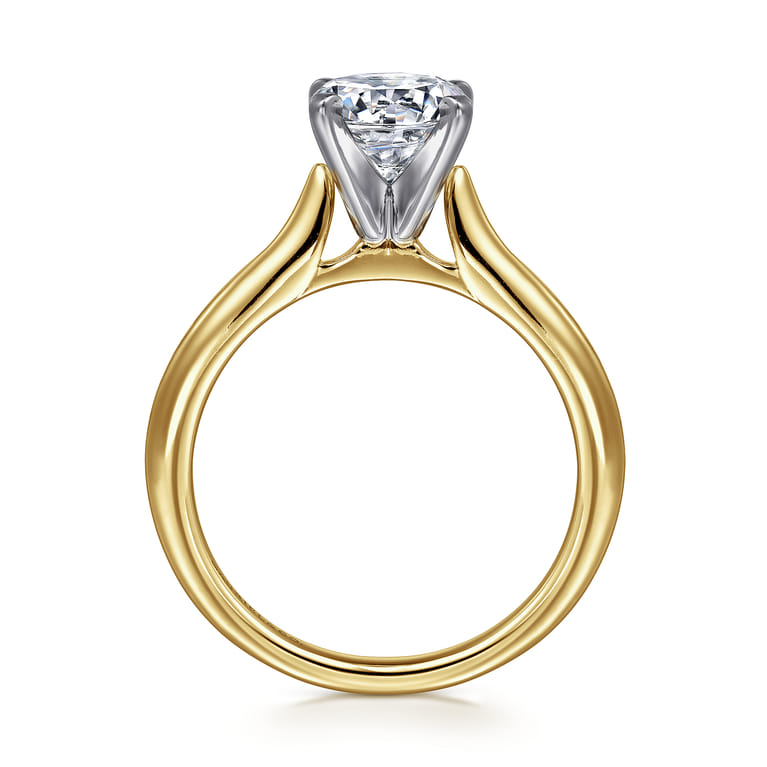 Lauren - 14K White-Yellow Gold Round Solitaire Diamond Engagement Ring - Shot 2