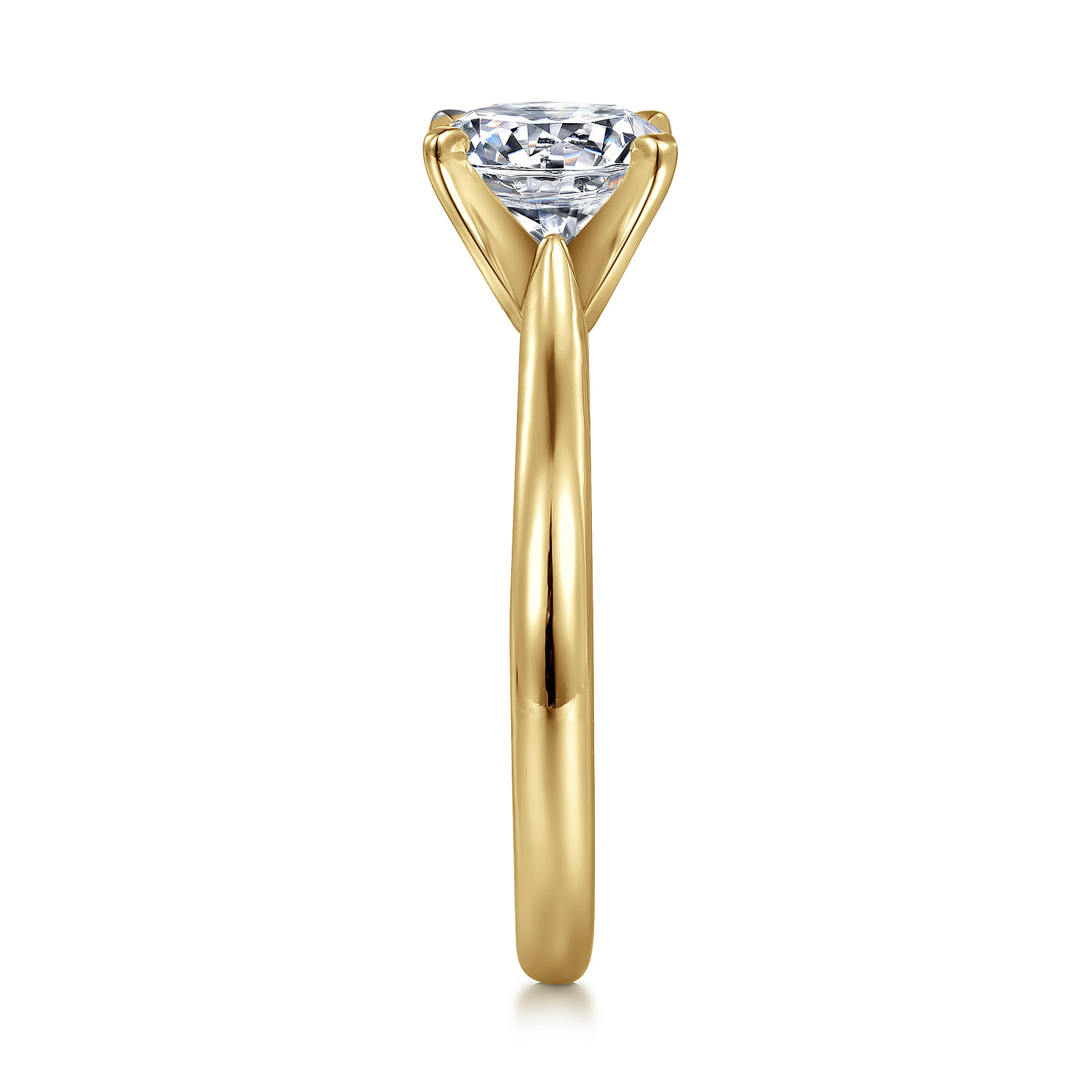 Lauren - 14K White-Yellow Gold Round Solitaire Diamond Engagement Ring - Shot 5