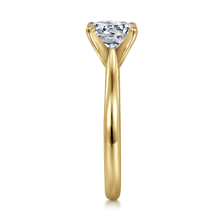 Lauren - 14K White-Yellow Gold Round Solitaire Diamond Engagement Ring - Shot 5