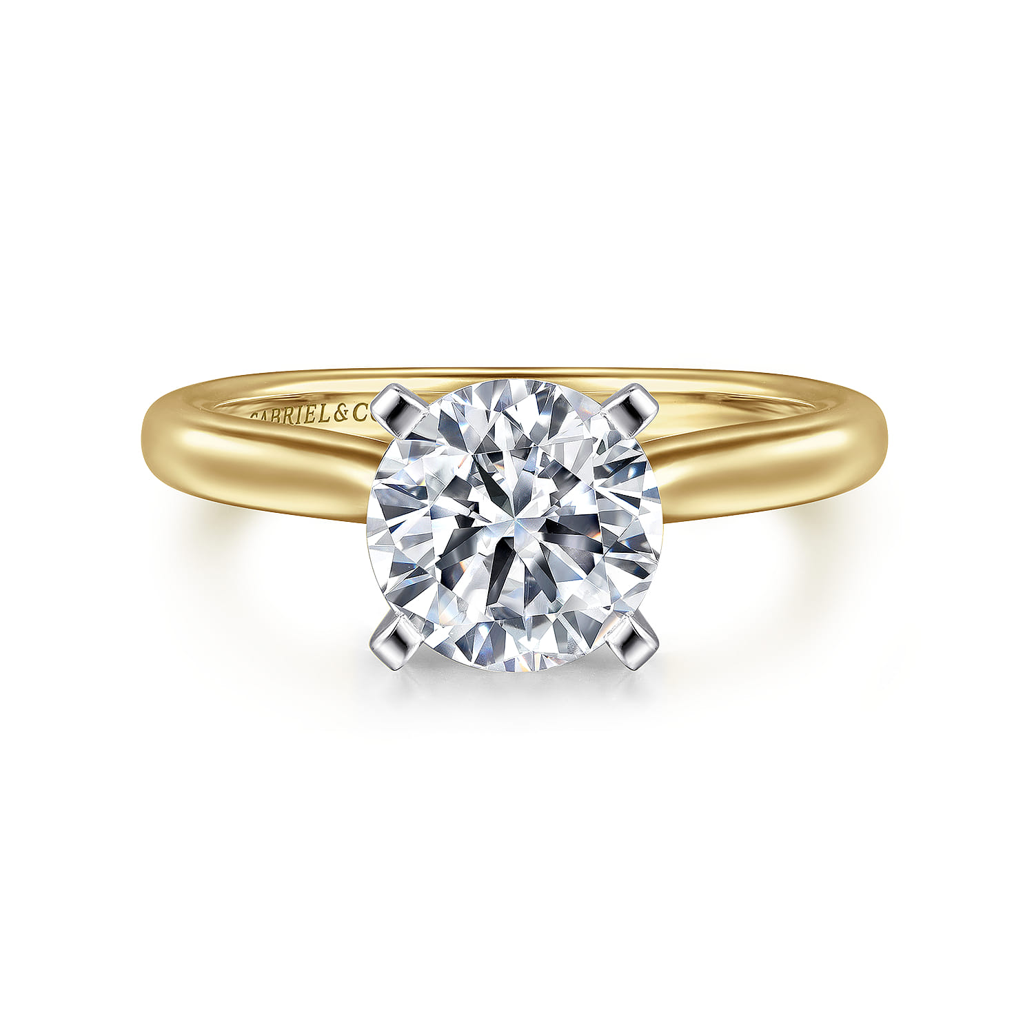 Lauren - 14K White-Yellow Gold Round Diamond Engagement Ring - Shot 1
