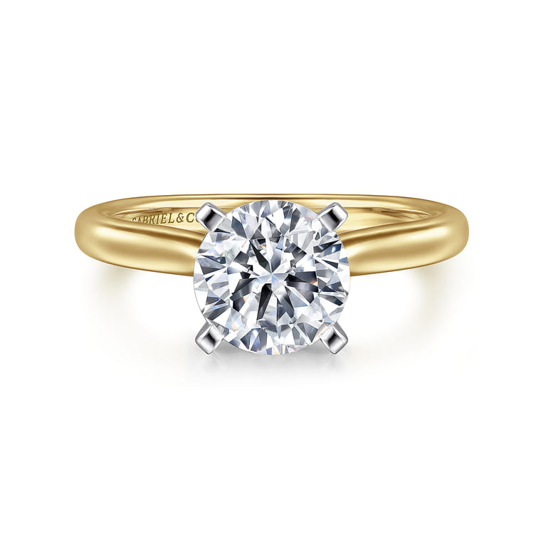 Lauren - 14K White-Yellow Gold Round Diamond Engagement Ring - Shot 1