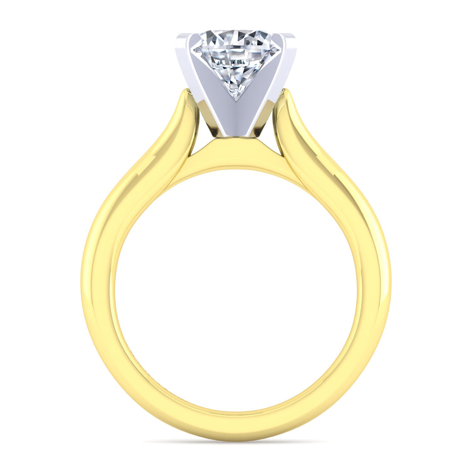 Lauren - 14K White-Yellow Gold Round Diamond Engagement Ring - Shot 2