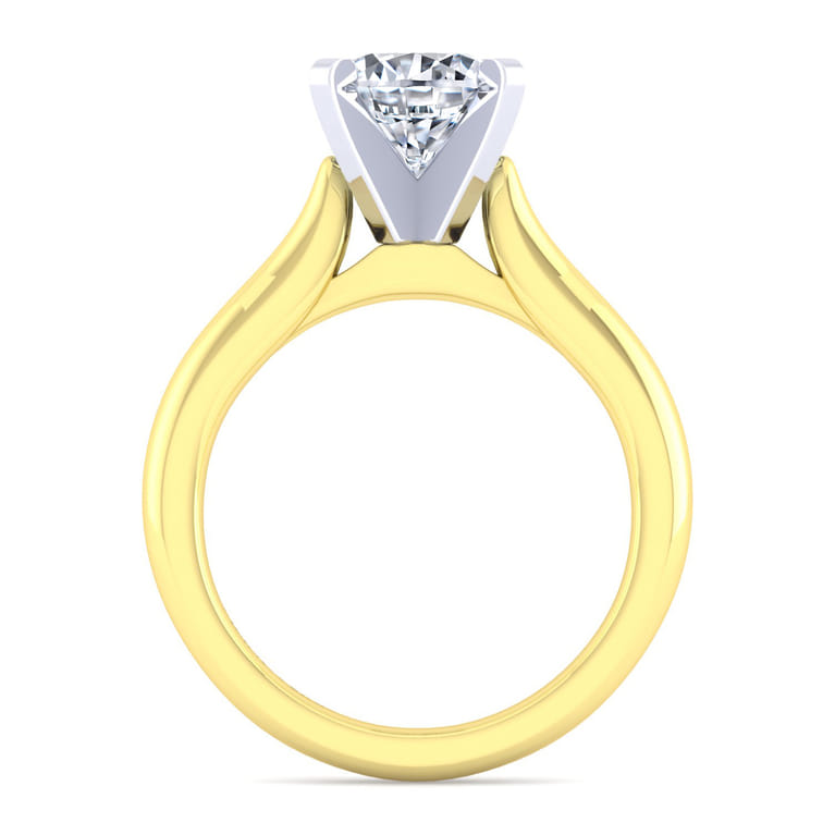 Lauren - 14K White-Yellow Gold Round Diamond Engagement Ring - Shot 2