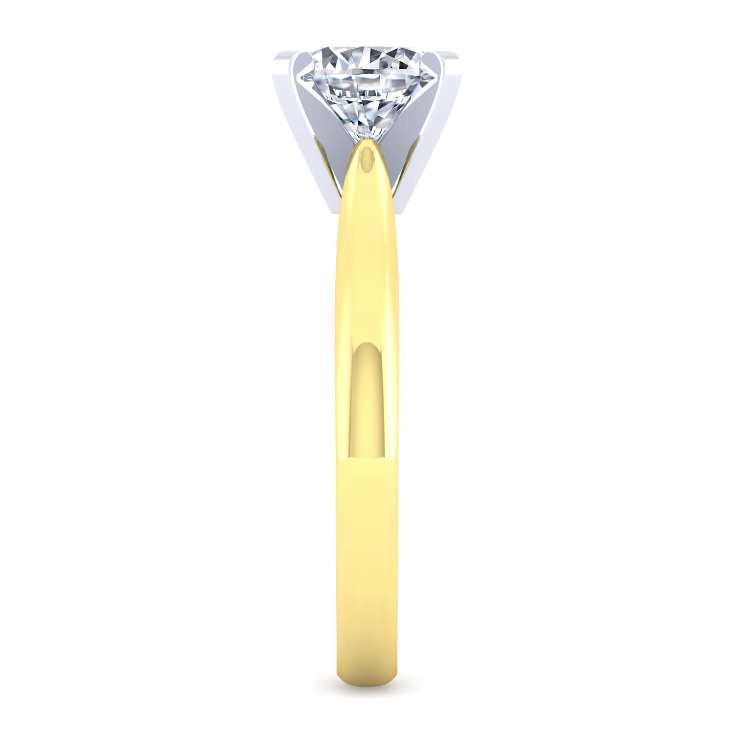 Lauren - 14K White-Yellow Gold Round Diamond Engagement Ring - Shot 5