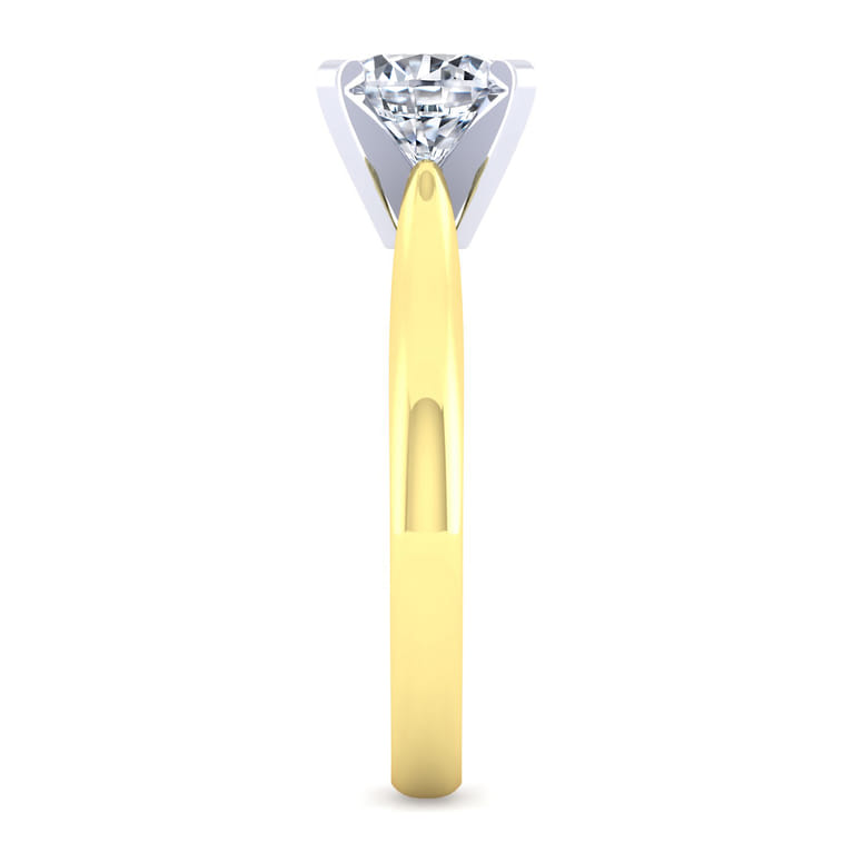 Lauren - 14K White-Yellow Gold Round Diamond Engagement Ring - Shot 5