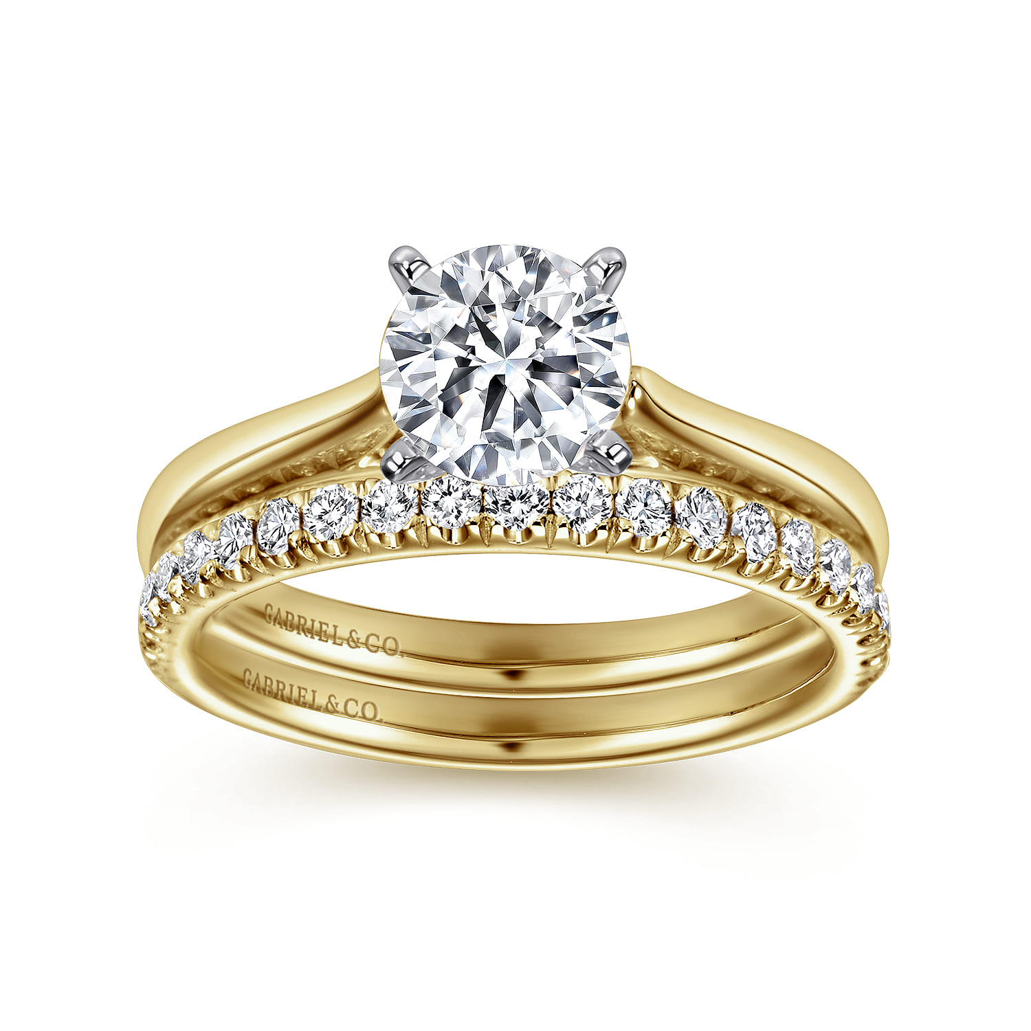 Michelle - 14K White-Yellow Gold Round Diamond Engagement Ring - Shot 4