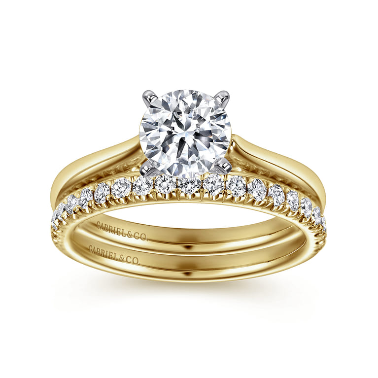 Michelle - 14K White-Yellow Gold Round Diamond Engagement Ring - Shot 4