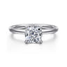 Cari - 18K White Gold Cushion Cut Diamond Engagement Ring - 0.06 ct