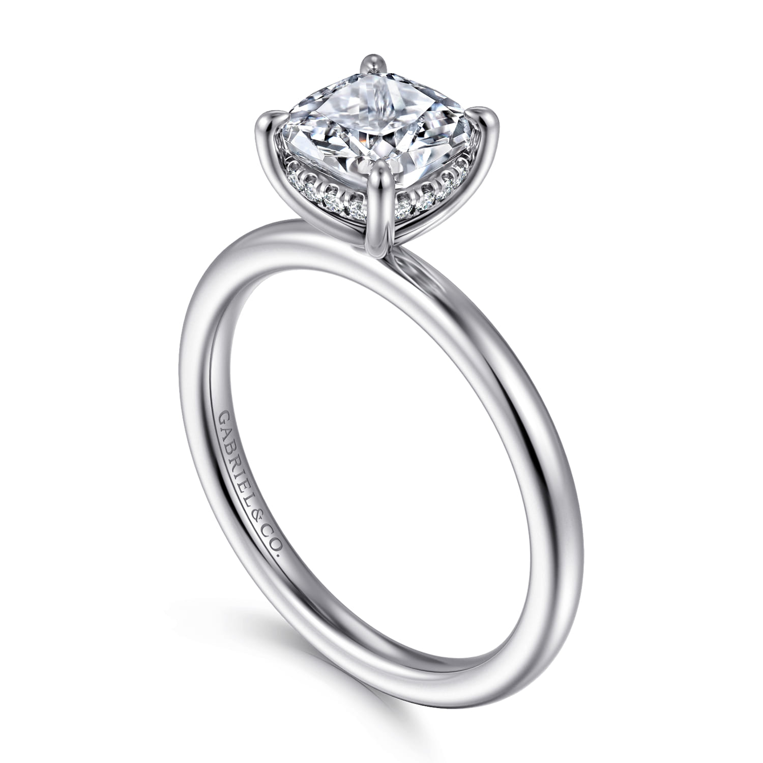 Cari - 18K White Gold Cushion Cut Diamond Engagement Ring - 0.06 ct - Shot 3