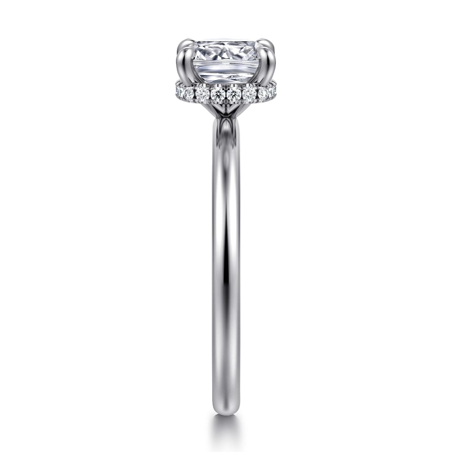 Rainah - 18K White Gold Cushion Cut Diamond Engagement Ring - 0.08 ct - Shot 4