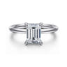Cari - 18K White Gold Emerald Cut Diamond Engagement Ring - 0.06 ct