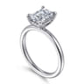 Cari - 18K White Gold Emerald Cut Diamond Engagement Ring - 0.06 ct