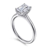 Azucena - 18K White Gold Emerald Cut Solitaire Diamond Engagement Ring - 0.06 ct