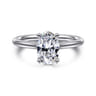Azucena - 18K White Gold Oval Solitaire Diamond Engagement Ring - 0.05 ct