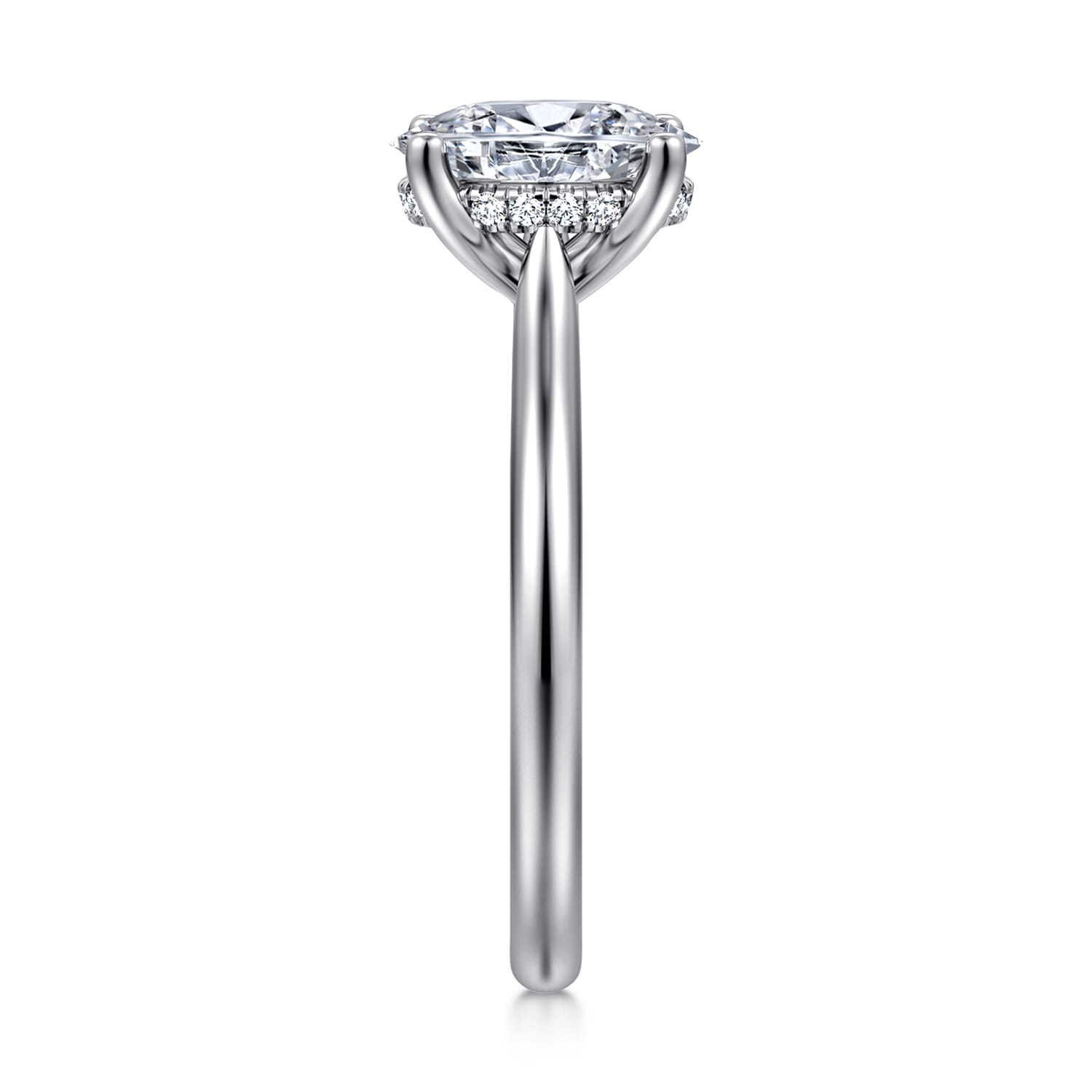 Azucena - 18K White Gold Oval Solitaire Diamond Engagement Ring - 0.05 ct - Shot 4