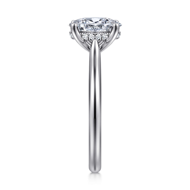 Azucena - 18K White Gold Oval Solitaire Diamond Engagement Ring - 0.05 ct - Shot 4