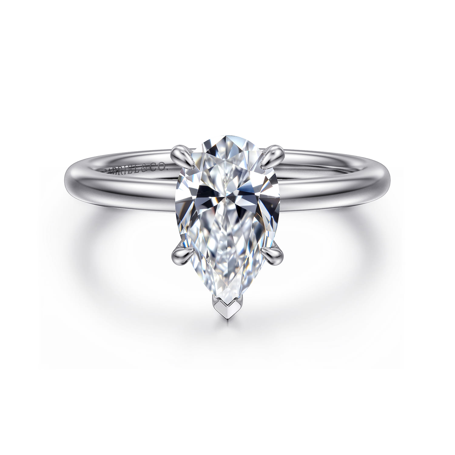 Cari - 18K White Gold Pear Diamond Engagement Ring - 0.06 ct - Shot 1