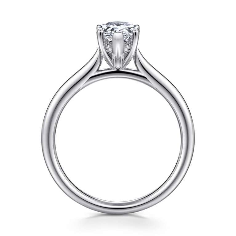 Azucena - 18K White Gold Pear Shape Solitaire Diamond Engagement Ring - 0.05 ct - Shot 2